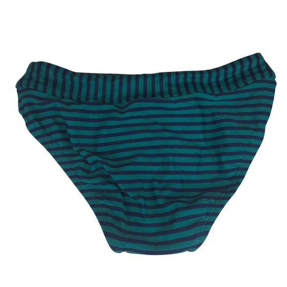 Striped Teal Navy Blue Bikini Bottom Medium Coverage XS Womens Swimwear NEW - Picture 2 of 4